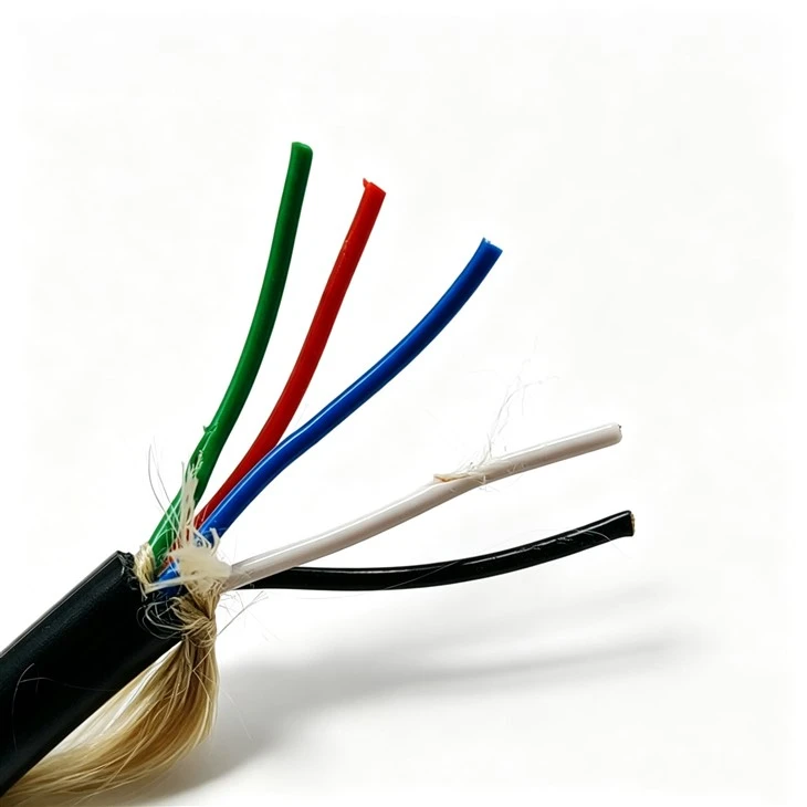 Prilagodljiv dvo-slojni TPU kabel 5*1 mm², goli bakreni prevodnik, TPEE izoliran LCP, natezno pleten za podvodni napajalni kabel ROV